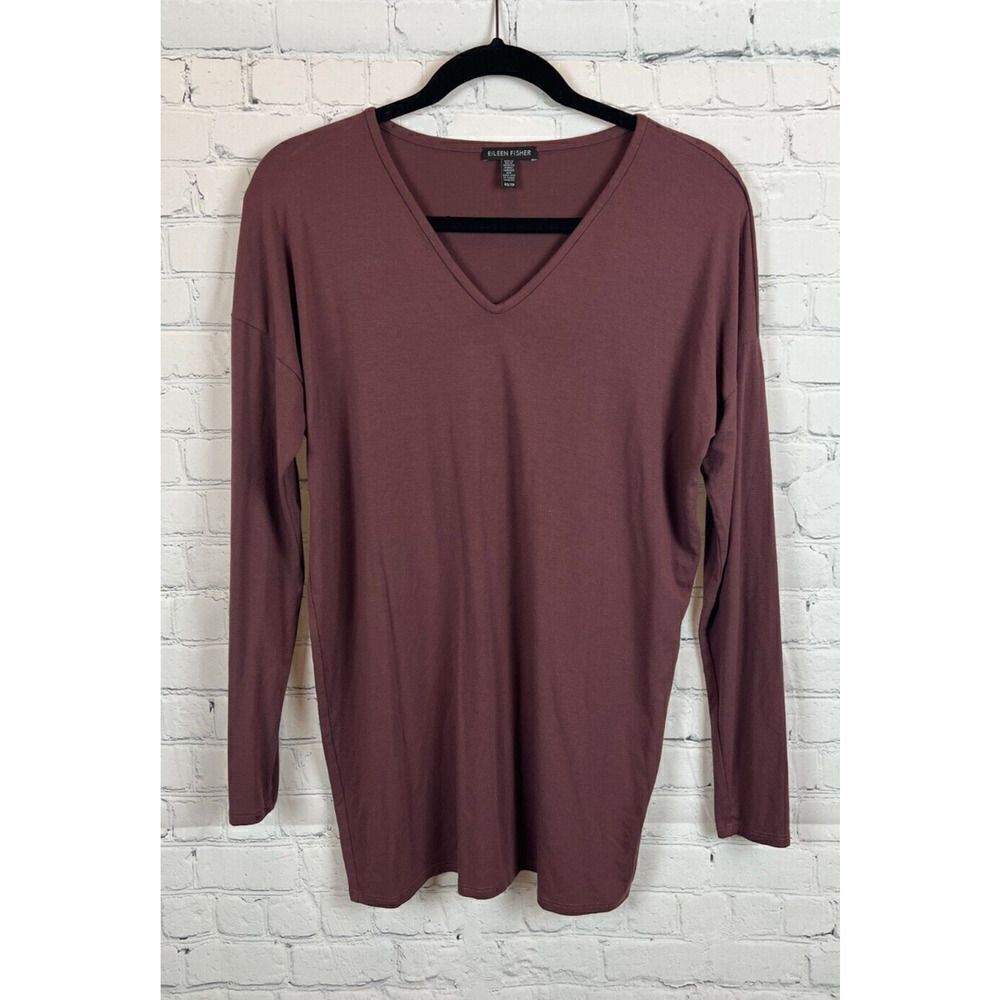 EILEEN FISHER purple plum knit top sweater pullover size XS